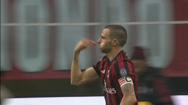 Leonardo Bonucci primo gol con il Milan Milan Crotone 1-0